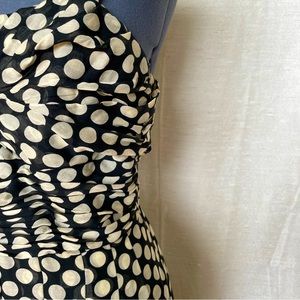 Lafayette 148 New York black & cream polka dot & pleated dress, size 12